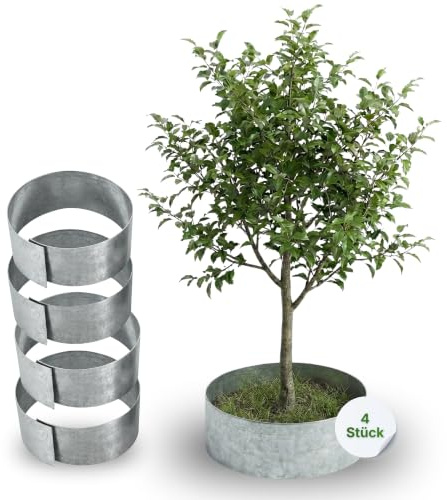 Gartenwelt Riegelsberger gräskant, cirkel, metall, Ø 20 cm – 4 stycken bygginfattning av galvaniserat stål, höjd 13 cm, robust rabattkant och klippkant, silverfärger