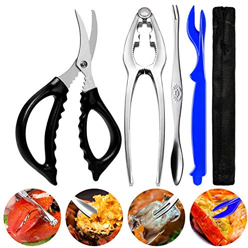 Crab Crackers and Tools Stainless Steel Lobster Crackers and Picks Set Forks Nut Cracker Set Opener Shellfish Lobster Crab Leg Cracker