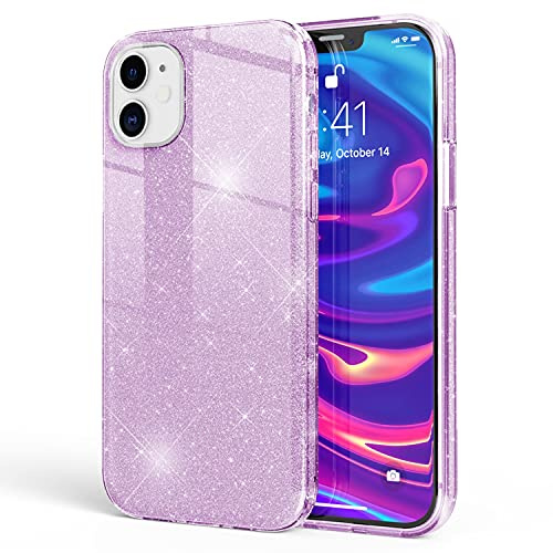 NALIA Glitzerhülle für iPhone 12 Mini - Funkelnder Glitzer-Look & Grip - SHINEPOP (Silikon Case) - Marke aus Berlin, Farbe:Lila
