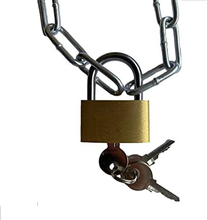 Cadena de acero con candado y cerradura | Incluye 3 llaves | Longitud entre 25 cm hasta 250 cm | Candado de 25 mm + 2 x 22 x 8 mm cadena galvanizada (200 cm)