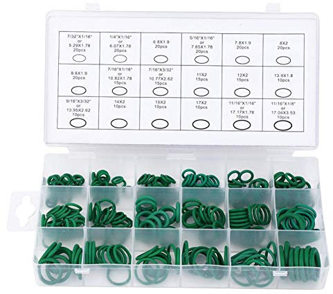 Kuuleyn Kit O-Ring di Tenuta, 270 Pezzi O-Ring Resistente alle Alte Temperature Kit assortimento di Anelli in Gomma Buna-N per Uso Industriale e Pneumatico