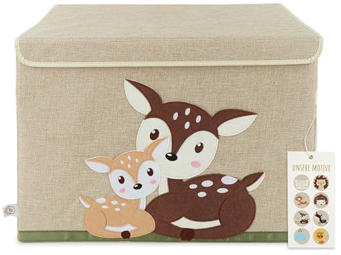 BIECO Scatola portaoggetti con coperchio, 65 l, pieghevole, 36 x 36 x 51 cm, scatola per giocattoli in tessuto, scatola con coperchio grande scatola di immagazzinaggio, scatola per giocattoli, scatola