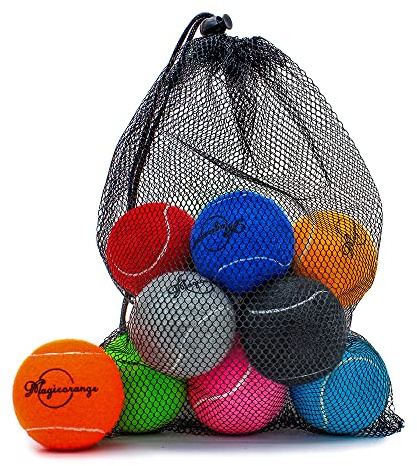 Magicorange Tennis Balls, 12 Pieces Advanced Training Balls Exercise Balls with Mesh Bag for Easy Carry, Good for Beginners Training Ball (Multi-Colour)