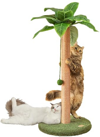 Kratzsäulen für Katzen 84 cm niedlicher Katzenkratzer Kätzchen Kratzbaum mit Sisalseil für Wohnungskatzen Palmen-Katzenkratzbaum mit baumelnden Bällen für kleine Katzen