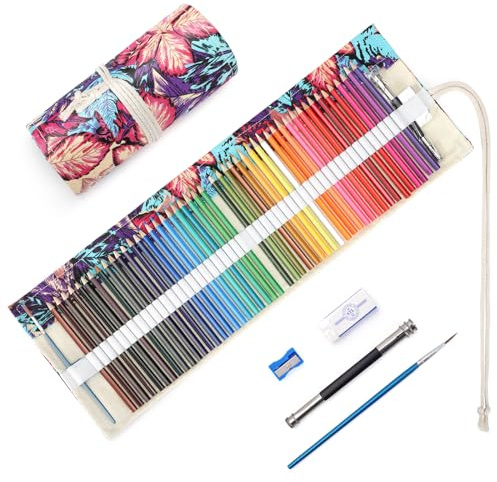 TOYESS 48 Lápices de Colores Profesionales con Estuche Enrollable para Niños y Adultos, Arce