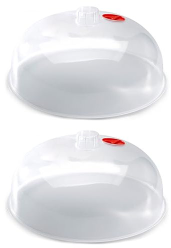 meberg PF11257 Mikrowellendeckel Set, 2 Stück, 25 cm, BPA-freier Kunststoff, Transparent, Spülmaschinenfest. Abdeckung Haube Mikrowelle Microwelle