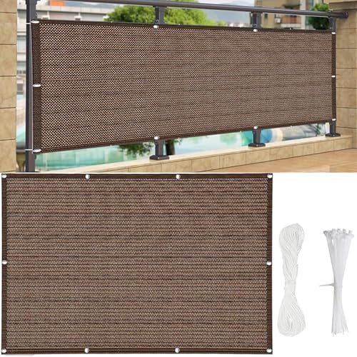 AMZYU Clôture Brise Vue 210x380cm Clôture Jardin Extérieure Vent Protection UV Opaque Résistant avec Attaches de Câbles pour Jardin, Balcon, ‎Marron