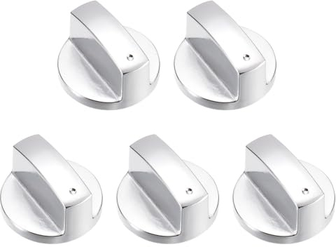 QUARKZMAN 5Pcs Manopole Per Stufa A Gas,8mm Manopole Sostitutive Universali Per Cucina,Interruttore A Superficie metallo Durevole Per Piano Cottura,Stufa A Gas E Vari Forni (Tono Argento)