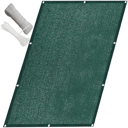 QINLIQIN Rectangular Sun Shade Sail 190 x 600 cm Garden Screening Balcony Cladding Wind-Resistant, Custom Size 1 Cm Aperture Includes Cable Ties for Backyard Deck Railing Pools, Dark Green