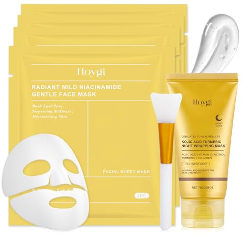 Turmeric Wrapping Mask, Overnight Maske Gesicht mit Collagen, Niacinamide und Hyaluron, Hydratisierende Gesichtsmaske, Peel Off Maske Gesicht für Tiefe Hydratation, Reduziert Falten, Aufhellung
