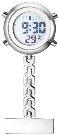 Avaner Montre Infirmière Digitale à Clip Multifonction: Montre Numérique Trotteuse Pratique en Métal avec Calendrier, Alarme, Chronomètre - Cadeau pour Infirmière, Médecin, Personnel Médical