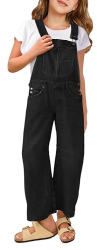 Haloumoning denim jumpsuit flickor jeans hängselbyxor barn ärmlösa långa byxor overall ledig lös passform sparkbyxor med fickor