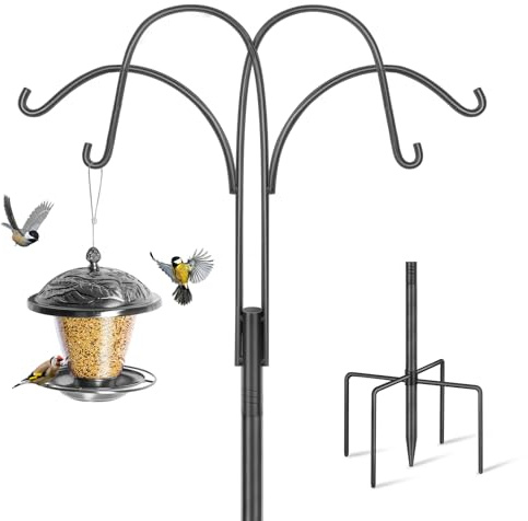 Bird Feeders Hanging Station, 223cm Extra Tall Feeding Stations Stand Heavy Duty Bird Feeder Poles and Hangers, Shepherds Hooks Crooks For Garden Lantern, 1 Pack