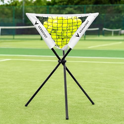 Vermont Cesta portátil para pelotas desplegable – Cesta de almacenamiento plegable ligera para tenis, críquet, béisbol y entrenamiento multideportivo – Capacidad para hasta 80 pelotas