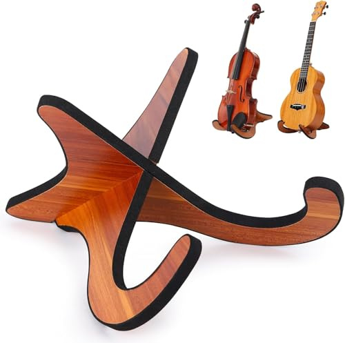 Yeqqzq Wood Ukulele Stand, Wooden Portable Ukulele Stand for for Small Guitar, Violins, Banjo, Mandolins