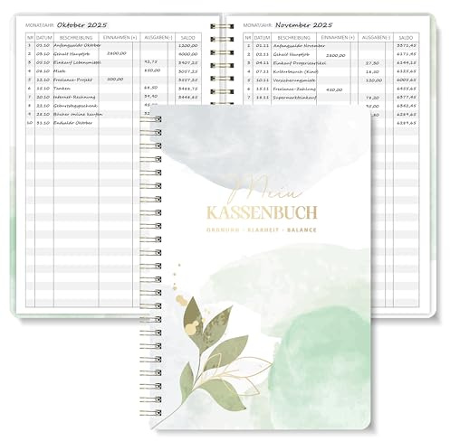 BIROYAL Kassenbuch A5-120 Seiten Haushaltsbuch, Budget Planner & Kassenbücher - Einnahmen Ausgaben Buch - Haushaltsbuch zum Eintragen - Kassenbuch Kleinunternehmer- Ausgaben Tracker Finanzplaner