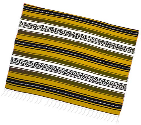 EXCEART Manta Mexicana Tejida de Poliéster y Algodón Color Amarillo Tamaño 130X180 CM para Yoga Sofá y Decoración del Hogar Manta Decorativa Multifuncional para Sala y Dormitorio | Amarillo Vibrante, Poliéster y Algodón, para Sala y Dormitorio, Estilo Decorativo y Uso Cotidiano