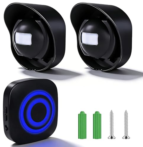 Rilevatore di passaggio senza fili con rilevatore di movimento, 2 sensori di movimento PIR e 1 ricevitore, allarme di passaggio radio con 38 suonerie, sistema di allarme per casa, negozio, garage