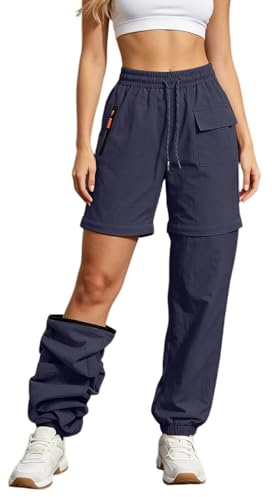 Pantalon Senderismo Mujer, Pantalones de Trekking Impermeables, Pantalon de Exterior Perneras Desmontable, Pantalones Técnicos de Exterior para Trekking, Jardín, Trabajo, Safari Verano y Actividades