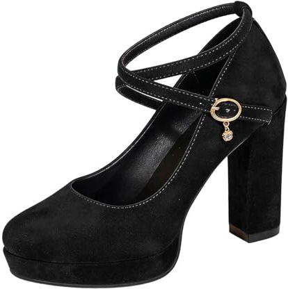 Costume Shoes Women's Elegant Dirndl Shoes Closed Comfortable Heel Shoes Oktoberfest Party Dance Shoes Wide Feet Shoes Width H Wedding Shoes Block Heel Bridal Shoes, black, 6 UK