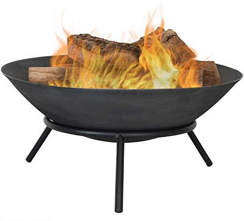 Sunnydaze 55.9 Cm Cast Iron Wood Burning Fire Pit Bowl with Portable Fire Pit Bowl Stand - Black Steel Finish Fire Pit Bowl