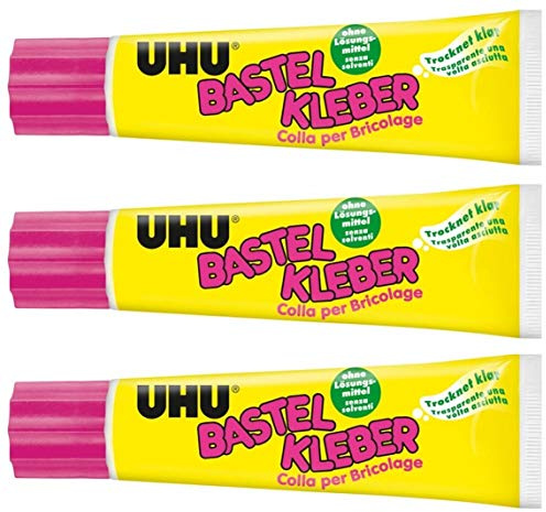 UHU 47735 - Colla per bricolage, tubetto da 90 g (90 g, colla per bricolage, 3 tubi)