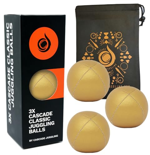 3 x Pro 115g Cascade Classic Juggling Balls - Thud Juggling Balls & Bag - Set of 3 Juggling Balls (Gold)