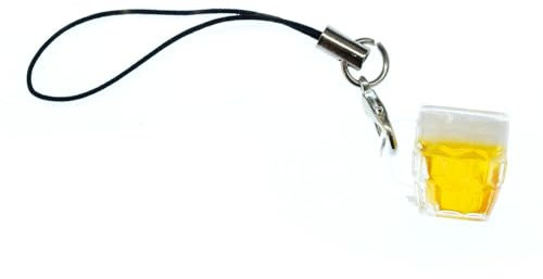 Miniblings Verre de bière Pendentif téléphone Mobile Ornements téléphone Mobile fête de la bière Mesure chope de bière Jaune Pendentif Bijoux Faits à la Main I Porte-clé Porte-clés