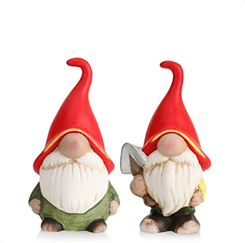 com-four® 2X Wichtel aus Keramik - Gartenzwerge zum Hinstellen - Deko-Zwerge für innen und außen - niedliche GNOME als Garten-Dekoration [Auswahl variiert] (2 Stück - 20cm)