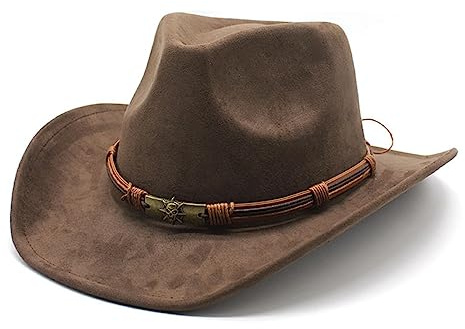 LIDHAY Cowboy Hat for Women and Men Western Cowgirl Hats Suede Cowboy Hat,Adjustable Sweatband–for Rodeo, Farming,Traveling,Outdoor Work 192 Brown