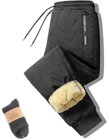 WIWIDANG Unisex Fleece Jogginghose, Herren Winter Warme Fuzzy Leggings, Verdickte Lässige Warme Fleece-Jogginghose (DE/NL/SE/PL, Alphanumerisch, M, Regular, Regular, Black/A)