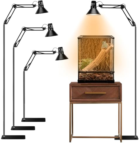 DXOVEEN Reptile Heat lamp Reptile Light Fixture with Heat Lamp Stand,Height Range from 15.7inch to 74.3inch with 360°Adjustable Swing Arm for Bearded Dragon Turtles Snake and Chicks