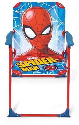 ARDITEX Silla Plegable Infantil Spiderman. Silla Exterior para Playa, Jardín y Terraza. Estructura Metálica, Apoyabrazos de Plástico y Asiento Lona con El Hombre Araña 38 x 32 x 53 cm Azul y Roja