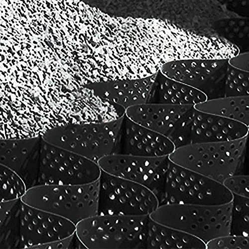 SAFWELAU Pavimentación de Arena Geocelda Estabilizador 5 cm de Alto Tierra Vegetal/Rejilla De Grava, Ampliable Geoweb de Nido de Abeja con Orificios de Dispersión de Agua De Lluvia, 6x10m