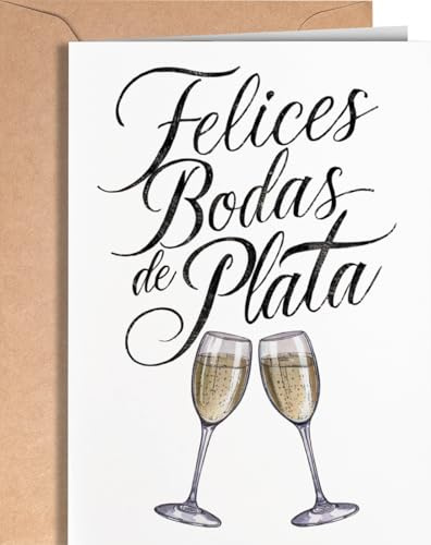Greeting Cards for Everyone Tarjeta de Felicitación de Bodas de Plata - Tarjeta Regalo Original 25 Aniversario de Bodas de Plata - Ideas 25 Aniversario - 25 Años de Casados - Felices Bodas de Plata