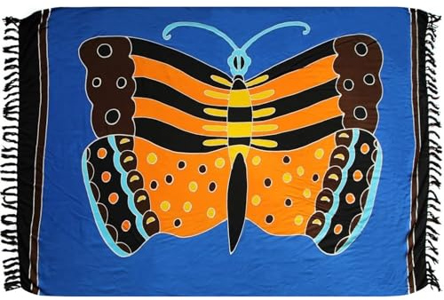 100 modelos en la tienda Sarong toalla de playa pareo falda cruzada azul mariposa Sar61