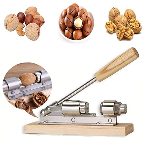 LINKLKBOY Nussknacker für nüsse,Manueller Hochleistungs-Nussknacker Pekannuss-Nussknacker Walnuss-Zange-Tischplatten-Küchenöffner mit Holzbasis & Griff für Pekannüsse, Haselnüsse, Mandeln Walnuss