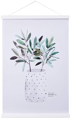 Ywlake A4 Cornici Magnetici per Poster, Ganci per Cornice per Poster in Legno Chiaro Stecche Magnetici per Poster Appendini per poster per Stampe Artistiche su Tela (21cm, Bianco)