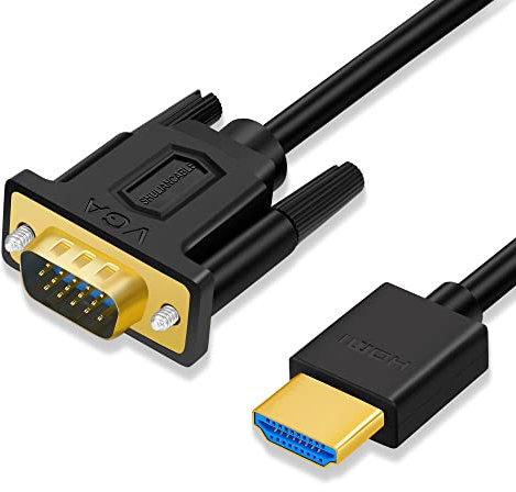 SHULIANCABLE HDMI auf VGA Kabel, HDMI zu VGA Konverter-Kabel (Stecker zu Stecker) Unterstützung 1080P Geeignet für Computer, Desktop, Laptop, PC, Monitor, Projektor, HDTV (5M)