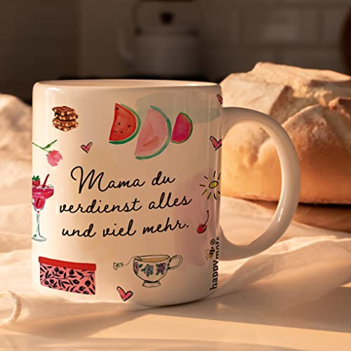 HappyMots Originelle Mug aus hochwertiger Keramik zum Verschenken | Frühstückstassen | Geeignet für Mikrowelle und Spülmaschine | Lustige Tassen | Muttertagsgeschenk