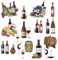 PLIGREAT 21 Stück Vintage Wein Thema Wandtattoo für Küche Esszimmer Wohnzimmer Bauernhof Bar Wanddeko Aquarell Rotwein Glas Weinberge Wandaufkleber Home DIY Decoration Large Size