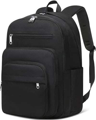 FOKDUVB Backpack for Middle High School Teen Boys Girls Large College Bookbag with Laptop Compartment Back to School Book Bags Mochilas Escolares para Niños Niñas Adolescentes (Black, Solid)
