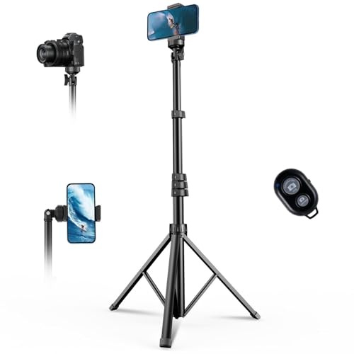 67 Phone Tripod, MIIASI Extendable Tripod for iPhone, Selfie Stick with Remote and Phone Holder, Compatible with iPhone/Android/Camera, Light Stand (Black)