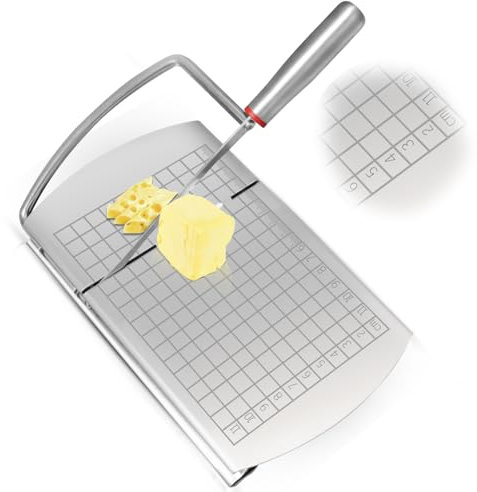 Tagliaformaggio in Acciaio Inossidabile Cheese Slicer Cutter with Blade, Tagliaformaggio con Lama, Tagliaformaggio per Formaggio in Blocchi, Tagliere per Formaggio in Blocchi con Scala Precisa