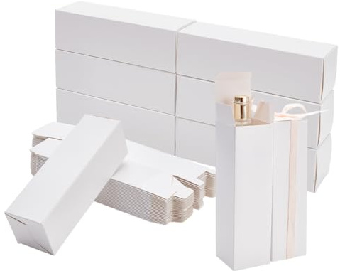 PH PandaHall 30pz Piccola Scatola di Cartone Kraft Scatola Regalo In Cartone Bianco Scatole di Carta Riciclata con Coperchi Scatole per Regali Artigianato Matrimonio Laurea 4.9x4.9x16.9cm