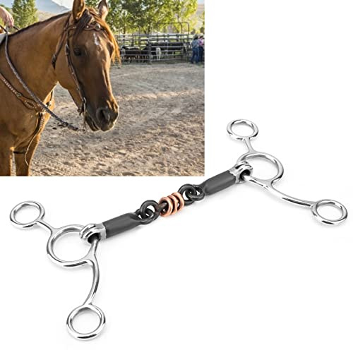 Horse Chewing, Stainless Steel Gag Bit with Black Steel Mouthpiece
