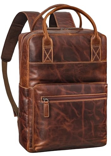 STILORD Topaz Mochila Grande Piel Mujer Hombre Mochila Viaje con fijación del Carro o Mochila Negocios de Cuero Mochila Portátil 16 Pulgadas Color:Salerno - marrón