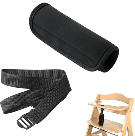 XPEX 2 Pack Schrittgurt und Gurtschoner Set für Hochstuhl, sitzverkleinererEcht Lederriemen für Hochstuhl Kompatibel, weicher Neopren Bezug, Gurtpolster Schrittgurt Kinderstuhl