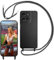 Yojiong Cover con Cordino per Motorola Moto G15 4G (6.72), Custodia con Laccio Collana smartphone Liquido Silicone [Antiurto] [An tiGraffio] [Antiscivolo] Case, Nero