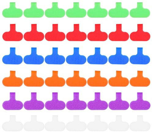 42 Stück Kabeletiketten Kabelbeschriftung mit Klettverschluss Kabelbinder Wiederverwendbar Beschreibbare Kabel Beschriftung Nylon Kabelmarkierung zum Identifizieren Gruppieren von Drähten (6 Farben)